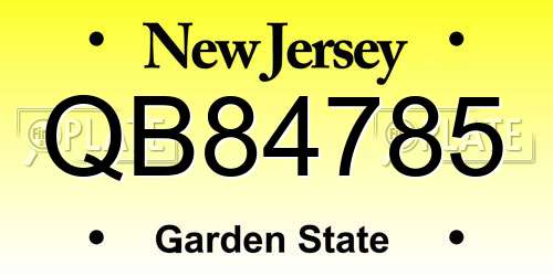 QB84785 New Jersey License Plate