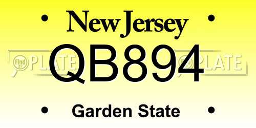 QB894 New Jersey License Plate