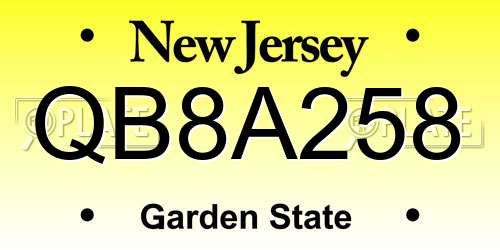 QB8A258 New Jersey License Plate