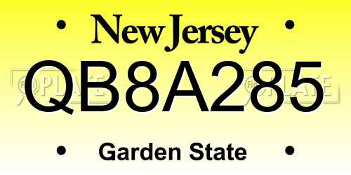 QB8A285 New Jersey License Plate