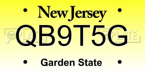 QB9T5G New Jersey License Plate