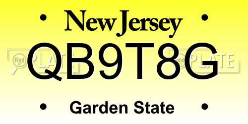 QB9T8G New Jersey License Plate