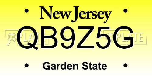 QB9Z5G New Jersey License Plate