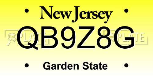 QB9Z8G New Jersey License Plate