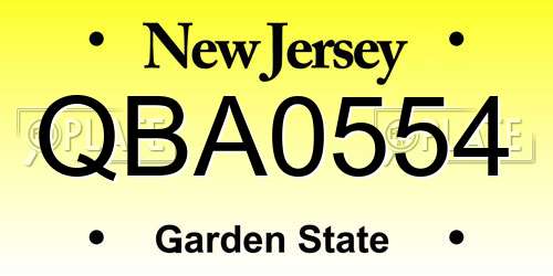 QBA0554 New Jersey License Plate