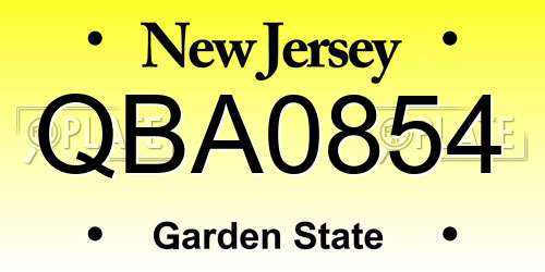 QBA0854 New Jersey License Plate