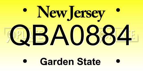 QBA0884 New Jersey License Plate