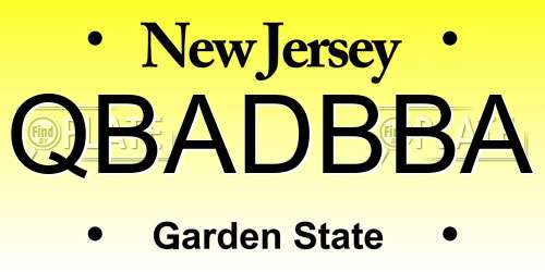 QBADBBA New Jersey License Plate