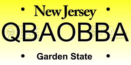 QBAOBBA New Jersey License Plate