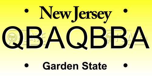 QBAQBBA New Jersey License Plate