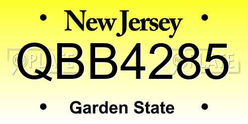 QBB4285 New Jersey License Plate
