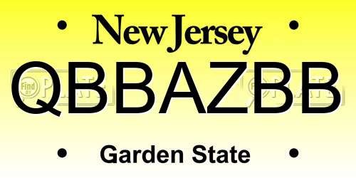 QBBAZBB New Jersey License Plate