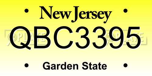 QBC3395 New Jersey License Plate