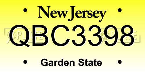 QBC3398 New Jersey License Plate