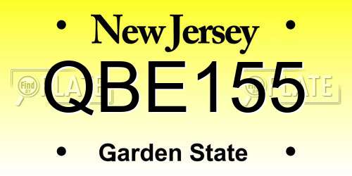 QBE155 New Jersey License Plate