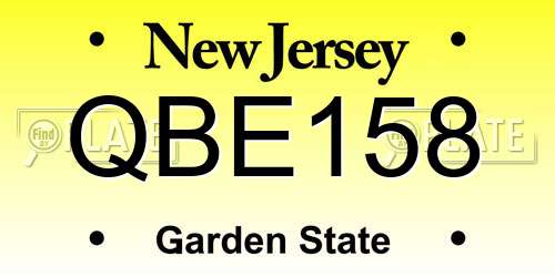QBE158 New Jersey License Plate