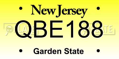 QBE188 New Jersey License Plate