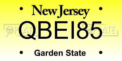 QBEI85 New Jersey License Plate