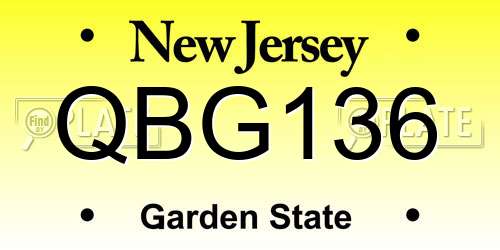 QBG136 New Jersey License Plate