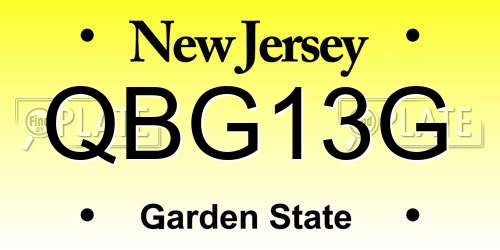 QBG13G New Jersey License Plate