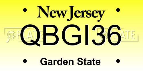 QBGI36 New Jersey License Plate