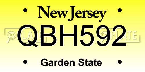 QBH592 New Jersey License Plate