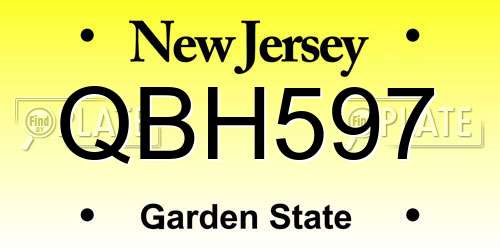 QBH597 New Jersey License Plate