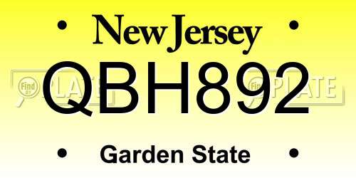 QBH892 New Jersey License Plate