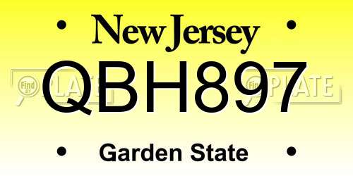 QBH897 New Jersey License Plate