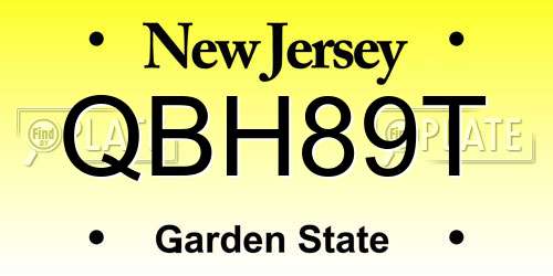 QBH89T New Jersey License Plate
