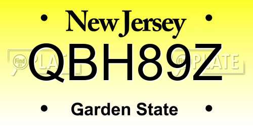 QBH89Z New Jersey License Plate
