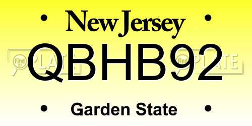 QBHB92 New Jersey License Plate