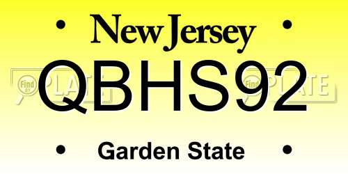 QBHS92 New Jersey License Plate