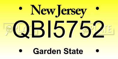 QBI5752 New Jersey License Plate