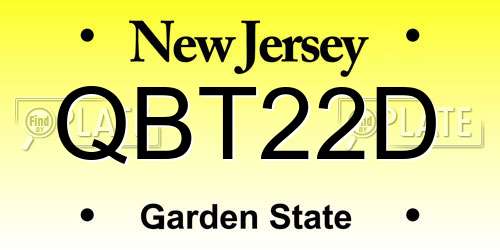 QBT22D New Jersey License Plate