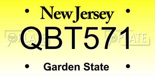 QBT571 New Jersey License Plate