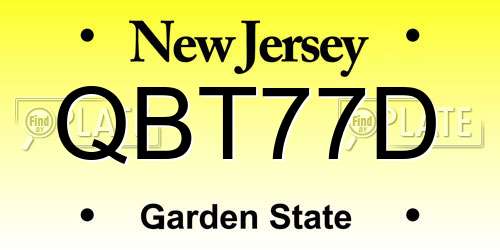 QBT77D New Jersey License Plate