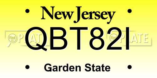 QBT82I New Jersey License Plate