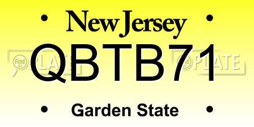 QBTB71 New Jersey License Plate