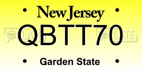 QBTT70 New Jersey License Plate