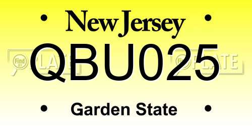 QBU025 New Jersey License Plate