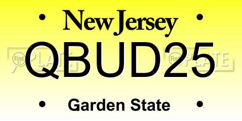 QBUD25 New Jersey License Plate