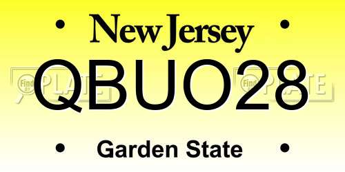 QBUO28 New Jersey License Plate