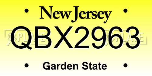 QBX2963 New Jersey License Plate