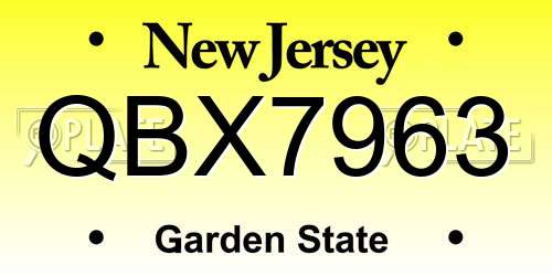 QBX7963 New Jersey License Plate