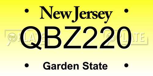 QBZ220 New Jersey License Plate