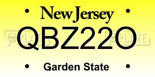 QBZ22O New Jersey License Plate