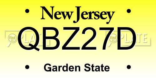 QBZ27D New Jersey License Plate