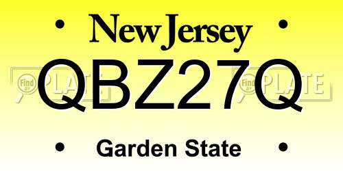 QBZ27Q New Jersey License Plate