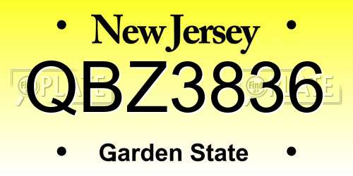 QBZ3836 New Jersey License Plate
